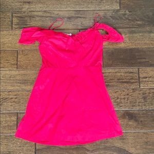 Lush Pink Off the Shoulder Dress with bow